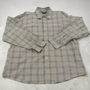 Brooks Brothers Plaid Button Down Shirt XL Yellow Green White Cotton Classic